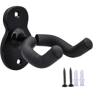 Guitar Wall Mount Hanger Acoustic Electric Bass Guitar Wall Hook Black Metal Holder (1 Pack Guitar Style)