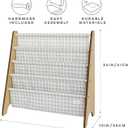 3 Sprouts Kids Bookshelf with Recycled Fabric - 4-Tier Sling Storage for Kids Rooms Holds 35 Titles - Toddler Organizer for Ages 3+ - Gingham Beige, 62.23 Cm X 25 Cm X 60.96 Cm