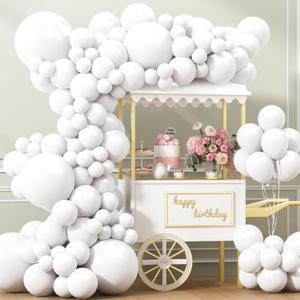 APLANET 150pcs White Balloons Different Sizes 18 12 10 5 Inch, Latex Balloons for White Themed Birthday Wedding Baby Shower Party, Grad Anniversary Supplies, Arch Kit Decoration