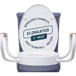 Lunderg Raised Toilet Seat with Handles - Elongated - Easy to Install Toilet Seat Risers for Seniors - Adds 3 Inches & Works like the one youve always used - Elegant design - No Hospital Vibe