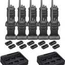 Retevis RT48 IP67 Waterproof Walkie Talkie (10 Pack) Bundle with Six-Way Multi Unit Charger (2 Pack),Heavy Duty 2 Way Radio with Earpiece,Military Grade,Rugged,Squelch,VOX,SOS Alarm