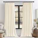 StangH Thick Velvet Curtains 2 Panels Set - Rod Pocket Light Blocking Living Room Drapes Extra Long High Ceiling Tall Curtains for Villa/Hall/Hospital, Ivory, 52 x 108 inches (Beige Series - Ivory)