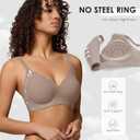 Seamless Wireless Bra for Women with Support - No Underwire Full Coverage Push Up Comfort Bras - Back Fat Smoothing No Wire Bralette for Womens(Coffee,XXL) (XXL)