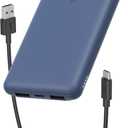 Belkin Portable Charger, USB C Power Bank 10000 mAh w/ 2xUSB-A Ports, 15W w/ Type-C to Type-A Cable - iPhone 17, Air, Pro, Pro Max, Samsung Galaxy S25, Nintendo Switch 2, Google Pixel 10, etc. - Blue