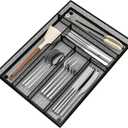 Sedegn Silverware Organizer Metal Mesh, Large Drawer Organizer, Utensil Cutlery Tray for kitchen drawers, Flatware Organizer with 6 Compartment, Black (11.3*16)