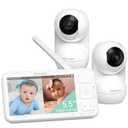 Momcozy Baby Monitor with 2 Cameras 5.5" 1080P Full HD Split Screen Video Baby Monitor with Camera and Audio, No WiFi 5000mAh Battery, ECO, VOX, Clear Night Vision 1640ft Range (SD Card not Included)
