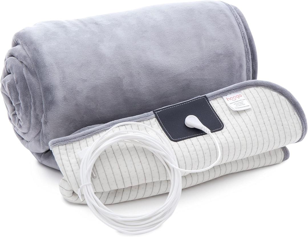 hooga Grounding Blanket for Improved Sleep, Pain Relief, Energy, Inflammation. Grounded Throw, Earth Connected Bedding. Conductive Silver Fiber. Grounding Cord Included. 60x80 Inch, Queen Size.