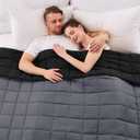 King Size Weighted Blanket for Adults (30 lbs, 80” x 87”, Grey& Black) Cooling Heavy Blanket for Sleeping Perfect for 290-310 lbs, Breathable Blanket for Adults & Couple All Season, Machine Washable