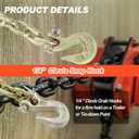 1/4''x12' Grade 70 Transport Binder Chain, G70 Tow Chain with Clevis Grab Hooks, 12,100 Lbs Breaking Strength for Tie-Down Fixed Cargo Flatbed Truck Trailer Chain