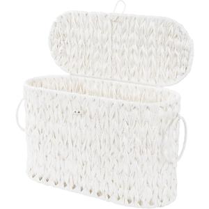 Toilet Paper Basket,Wicker Toilet Paper Storage with Lid,Decorative Boho Wicker Basket for Bathroom,Free Standing-Cream White