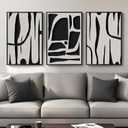 Framed Black and White Abstract Wall Art for Living Room, 3 Piece Modern Minimalist Line Canvas Art Work Prints Black Painting Wall Art Decor for Bedroom, Home Office, 16x24 Inch (Interweave)