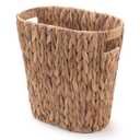 Bathroom Trash Can, Handwoven Wicker Trash Can with Handles for Bedroom, Living Roon, Kitchen, Bathroom and Office, Water Hyacinth Wicker Waste Basket, 1 Pack, 13"L x 7.5"W x 12.2"H, 3.2 Gallon