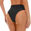 Kepblom Women's High Waisted Bikini Bottom - High Cut Cheeky Rave Bottoms for Beach, Swimming Pool,Rave Festivals S