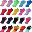 20 Pairs Ankle Socks for Women,No Show Cotton Womens Socks,Size 9-11 (Multi-color)
