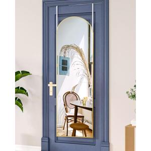 Full Length Mirror - 14'' x 48'' Arched Hanging/Leaning Mirror, Home Decor, Gold