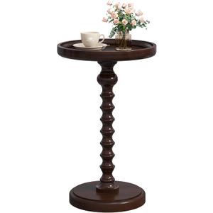 Yusong Round Side Table, Drink Table for Small Spaces, Mid-Century Accent End Table Nightstand Bedside Table for Living Room, Bedroom, Corners, and Office (Walnut)