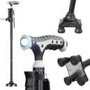 Hold 440 lbs Walking Cane for Seniors Aluminum Alloy Lightweight Height Adjustable Walking Stick Heavy Duty Foldbale Free Standing Cane with LED for Men and Women Adults, 38"