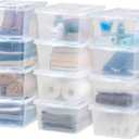IRIS USA 12-Pack Storage Bins with Lids, 17 Quart, Shoe Boxes Clear Stackable Containers Organize Shoes Closet Shelves, Classroom Organization Teacher Tools, Game Storage - BPA-Free Plastic