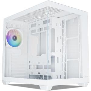 Vetroo AL900 ATX PC Case with 270 Full View Tempered Glass, Pre-Installed ARGB & PWM FDB Fan, Supports 360mm Radiator & 10 Fans, Type-C Ready, for 50 Series GPUs (White)