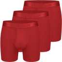 Men's Underwear 3 Pack Micro Modal Boxer Briefs Open Fly (XX-Large, H: 3 Pack Red in Polybag(fly))
