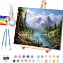 Landscape Paint by Numbers for Adults with Framed Canvas-with Wooden Easel,Scenery Paint by Number on Canvas,DIY Acrylic Oil Painting Kits with Brushes Nice Gift Box for Home Wall Decor(16x20inch)