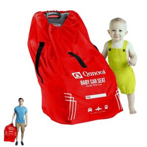 Qanoot Infant Car Seat Travel Bag for Airplane - Durable Gate Check Bag for Car Seats that fits easily on Convertible Car Seats, Infant Carriers & Booster Seats (Hand Carry Bag, Red)