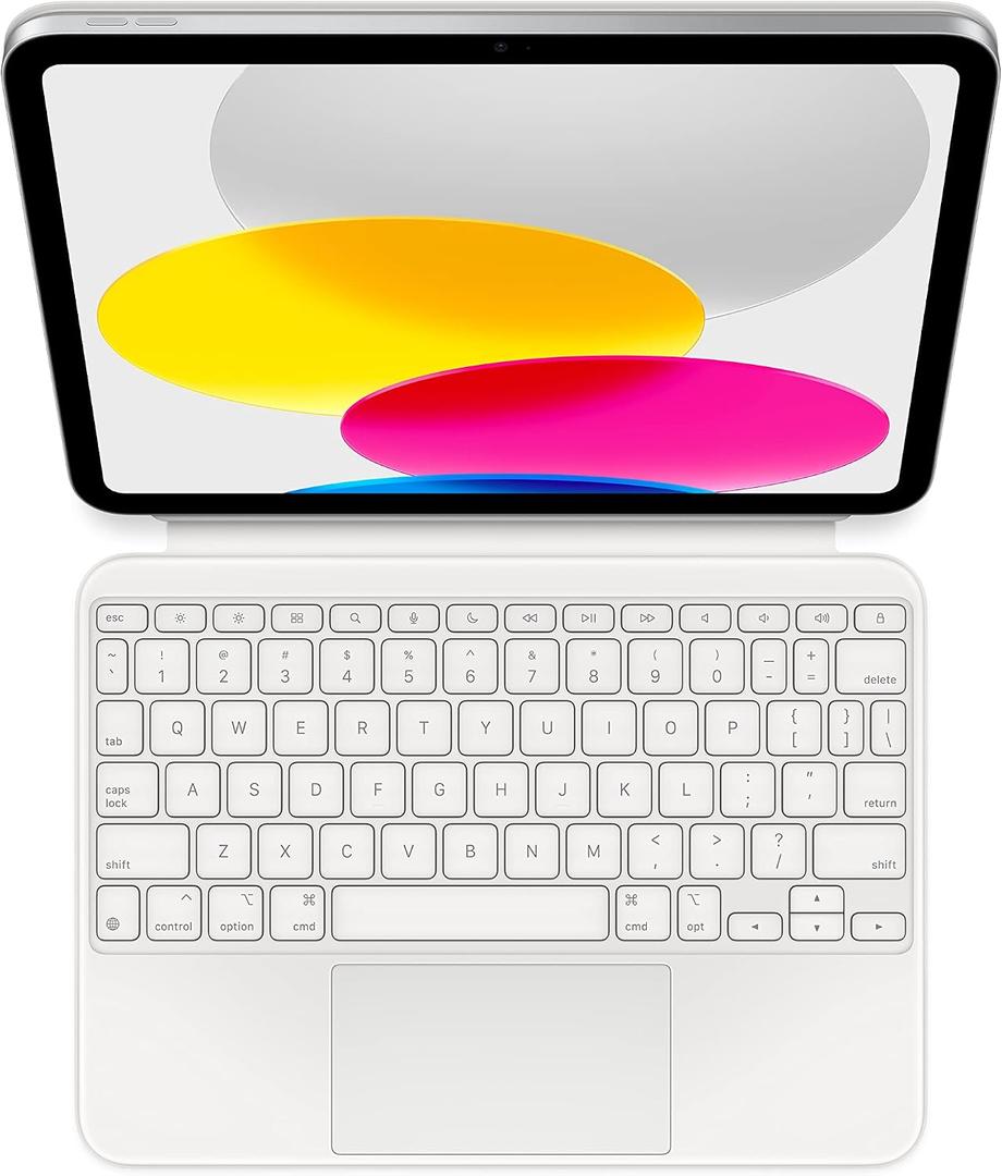 Apple Magic Keyboard Folio: iPad Keyboard and case for iPad (A16 and 10th Generation), Detachable Two-Piece Design that attaches magnetically, Built-in trackpad, US English – White