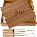 Smores Kit | Custom Bamboo Box with 6 Piece Smores Sticks for Fire Pit Outdoor | Attractive Portable Smores Kit for Fire Pit Outdoor or Indoor Smores Kits | Smore Kit with Smore Sticks