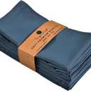 FINGERCRAFT Dinner Cloth Napkins, Cotton Linen Blend Mitered Corner Napkins Cloth 12 Pack Natural Premium Quality for Every Day Use, Parties, Easter, Thanksgiving, Weddings, 18x18 inch Stellar Blue