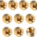 Brass 3/8" NPT Male Pipe Plug Fitting Set - 10 PCS Hex Counter Sunk Plugs for Pipe End Closure