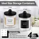 SheeChung 4 Pack Acrylic Qtip Holder Dispenser,Bathroom Jars with Lid Set for Cotton Swabs,Balls,Pads,Floss,Clear Plastic Canisters Apothecary Jar,Bathroom Essential Makeup Vanity Organizer(10oz-12oz)