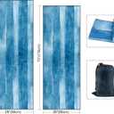 QiyI Yoga Mat Towel with Corner Pockets, Non Slip Sweat Absorbent Hot Yoga Towels, Soft Yoga Blankets with Travel Bag, Skidless Mat Cover for Workout, Gym, Fitness - 70"x26", Blue Tie Dye