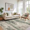 Area Rugs 10x14 for Living Room Bedroom, Modern Abstract Machine Washable Rug, Large Soft Low Pile Floor Cover with Non Slip Backing for Dining Room, Grey/Dark Green