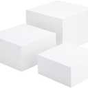 Clisela 3pcs Acrylic Cube Display Stands Box Risers with Hollow Bottoms, Food Risers for Buffet Table, Decorative Display Stand Shelf for Dessert Collectibles Jewelry Figures Show - White 6" 7" 8"