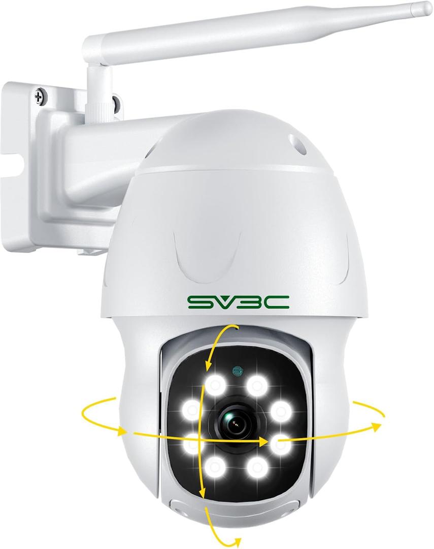 SV3C 4K PTZ POE Wired & WiFi Security Camera Outdoor-Dual Network Support, Auto Tracking ONVIF Security Cam, Color Night Vision, Human/Vehicle Detection, 2-Way Audio, Waterproof, 24/7 Record, CamHiPro