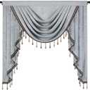 ELKCA Thick Double-Sided Chenille Window Curtains Single Swag Valance for Living Room, Silver Grey Valance for Bedroom,Rod Pocket (W39inch,1 Panel)