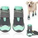 SlowTon Dog Shoes for Dogs - Waterproof Dog Boots for Summer Hot Pavement, Paw Protector for Outdoor Walking Winter Snow, Anti-Slip Rubber Dog Booties for Hard Floor (GR, 7) (#7 (Width 2.8 inch) for 63-78 lbs)