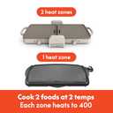 Bella 10"x 20" Ceramic Fold-n-Store Dual Temp Griddle, Fits-anywhere Kitchenware, EverGood Ceramic Nonstick Coating, 2 Temperature Zones up to 400F, Dishwasher Safe Drip Tray, 1500 Watt, Oatmilk