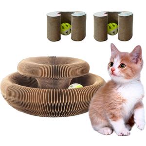 2PACK Kitty Kurlz Cat Toy, Magic Organ Cat Scratching Board with a Ball, Snufflepaw Accordion for Cats, Interactive Recyclable Scratching Pads for Indoor Cats (cat 2pack)