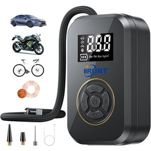 Air Compressor Portable Bicycle Pump Car Tire Inflator with LED Light 4000mAh&130 PSI Electric Bike Tire Pump with Pressure Gauge Auto-Off Air Pump for Car, Bicycle, Motorcycle and More