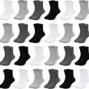 SPTRAMLE Boys Socks, 24 Pairs Kids Socks for Toddler Girls 2-4 Years Boys Crew Multipack Athletic White Black Grey