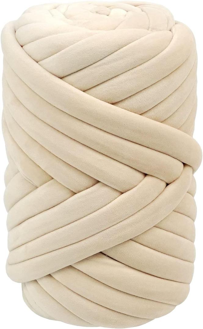 Casaphoria Chunky Yarn for Hand & Arm Knitting, Super Soft Giant Yarn for DIY Blanket & Pillow (Beige, 2Lbs) (2-Pound)