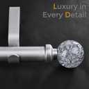 2 Pack Silver Curtain Rods for Windows 48 to 84 Inch, 1'' Heavy Duty Adjustable Drapery Rod with Unique Crystal Ball Finials, Modern Decorative Curtain Rod,Size; 30-88''