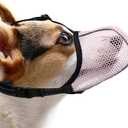 Dog Muzzle, Breathable Soft Muzzle for Small Dogs to Anti & Prevent Barking Biting Chewing, Reflective & Adjustable Basket Muzzle with Air Mesh for Toy Poodles Pink S (S, Pink)