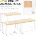 Cabinet Organizer Shelf,2 Pcs Metal Shelves Spice Rack for Kitchen Counter- Pantry Organizers and Storage,Stackable Risers Stand for Bathroom,Cupboard,Desk Organization