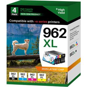 962XL 962 Remanufactured Ink Cartridges Replacement for OfficeJet Pro 9015e 9018e 9025e 9010 9015 9018 9020 9025 9012e 9012 Series (Black, Cyan, Magenta, Yellow, Combo Pack)