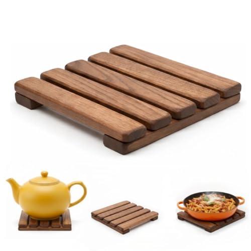 Wooden Trivet – Trivets for Hot Pots and Pans, 15×15 cm Heat Resistant Solid Acacia Wood, Durable Kitchen & Table Protector, Premium Handmade – LO-MAS