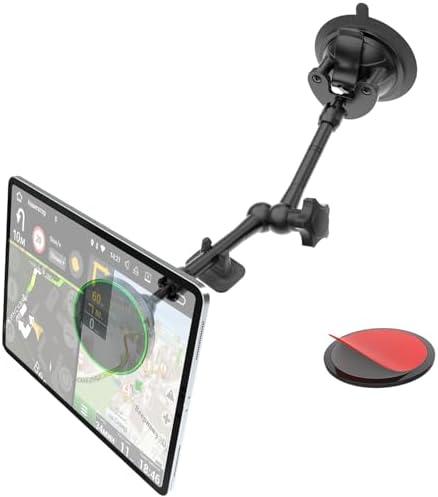 NATDETC Heavy Duty Magnetic Tablet Mount for Truck Dashboard Windshield, Long Arm Suction Cup Car Mount for iPad Pro Air Mini 4–11'', MagSafe Holder for SUV Van Pickup iPhone 16/15 Galaxy
