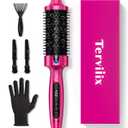Terviiix 1.77" Ionic Thermal Brush, Heated Round Brush with Dual MCH Tech, 9 Temp Adjustments, 30S Fast Heating, Easily Create 90's Voluminous & Smooth Style, Non-Blowing, Dual Voltage (Hot Pink)