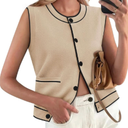 Yousify Women Knit Tank Tops 2025 Summer Sleeveless Sweater Vest Round Neck, Size Large 